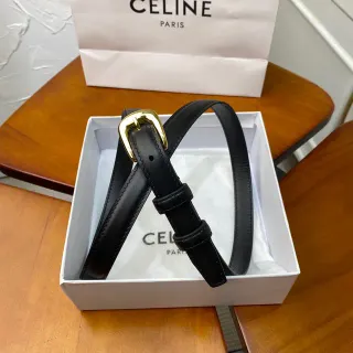 Celine Black Gold Slim Buckle Leather Belt