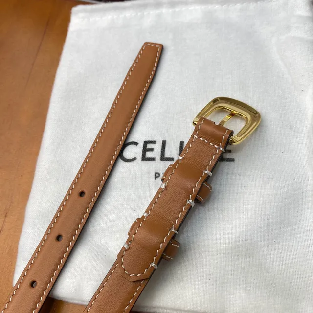 Celine Black Gold Slim Buckle Leather Belt 2