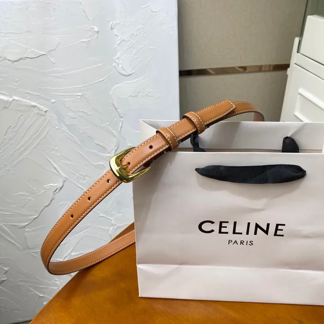 Celine Black Gold Slim Buckle Leather Belt 3