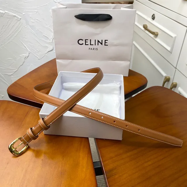 Celine Black Gold Slim Buckle Leather Belt 4