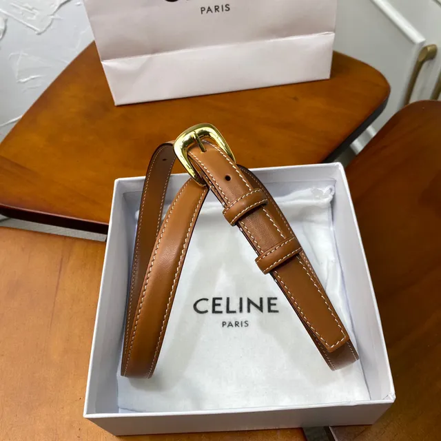 Celine Black Gold Slim Buckle Leather Belt 5