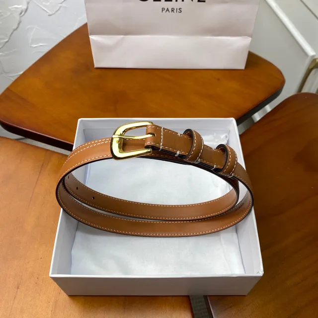 Celine Black Gold Slim Buckle Leather Belt 6