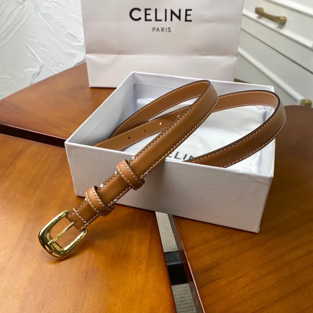 Celine Black Gold Slim Buckle Leather Belt 7