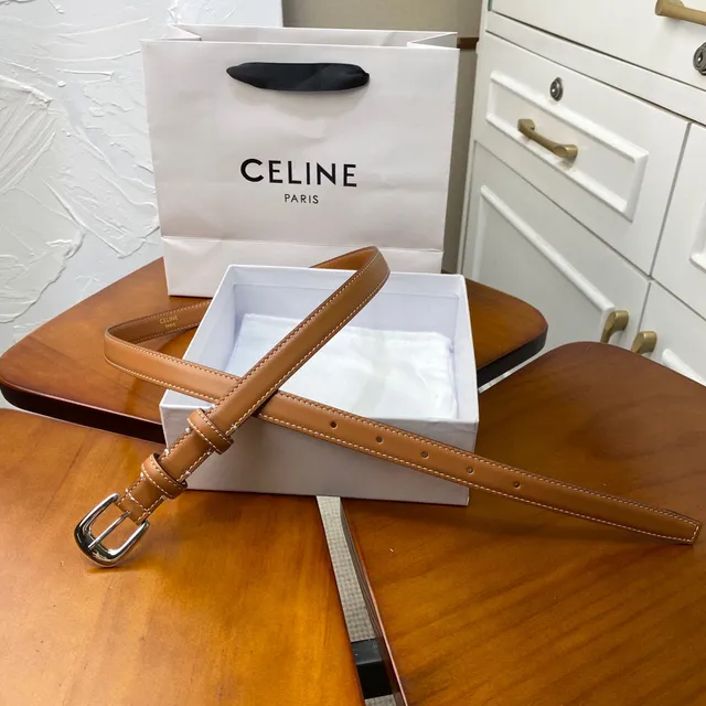 Celine Black Gold Slim Buckle Leather Belt 9