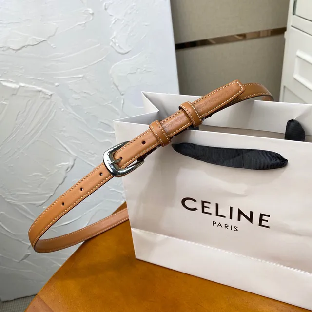 Celine Black Gold Slim Buckle Leather Belt 10