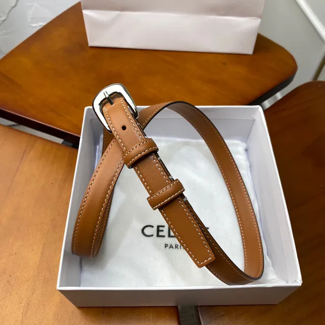 Celine Black Gold Slim Buckle Leather Belt 11