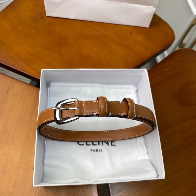 Celine Black Gold Slim Buckle Leather Belt 12