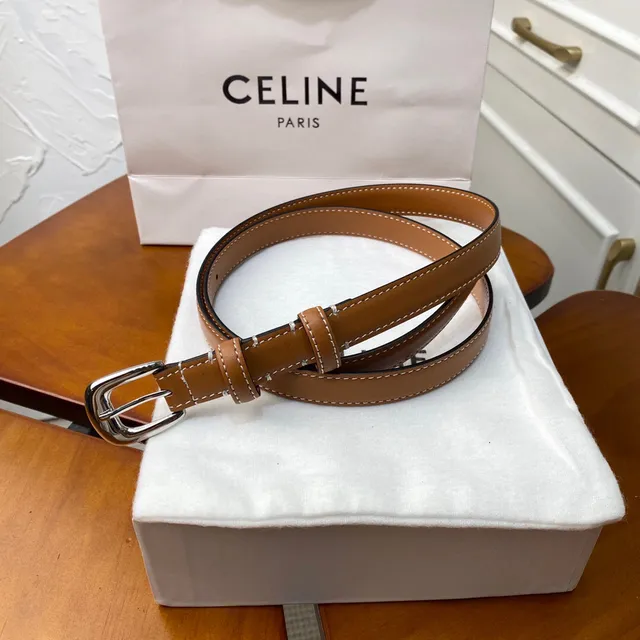 Celine Black Gold Slim Buckle Leather Belt 13