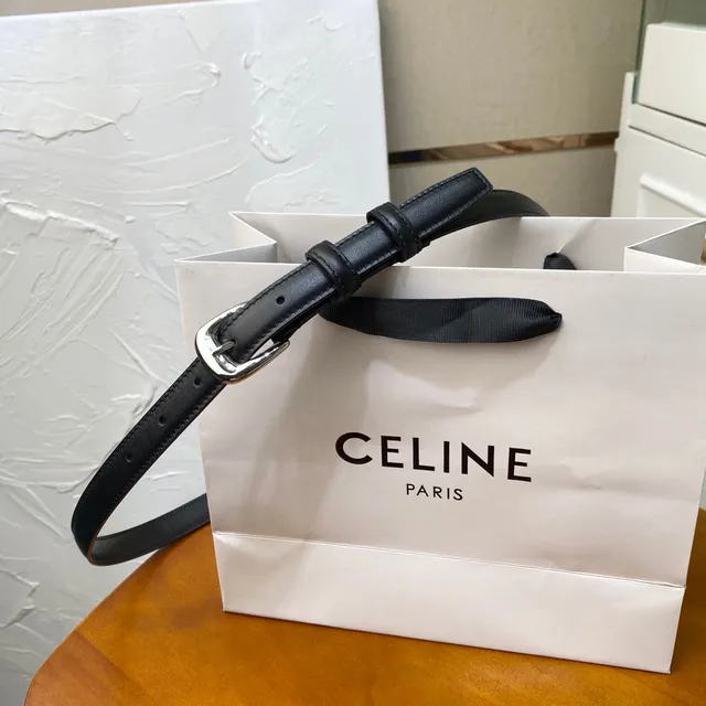 Celine Black Gold Slim Buckle Leather Belt 16