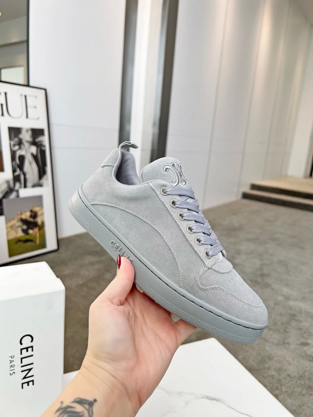 Celine CT-01 Sneakers Lifestyle en Daim Gris 2
