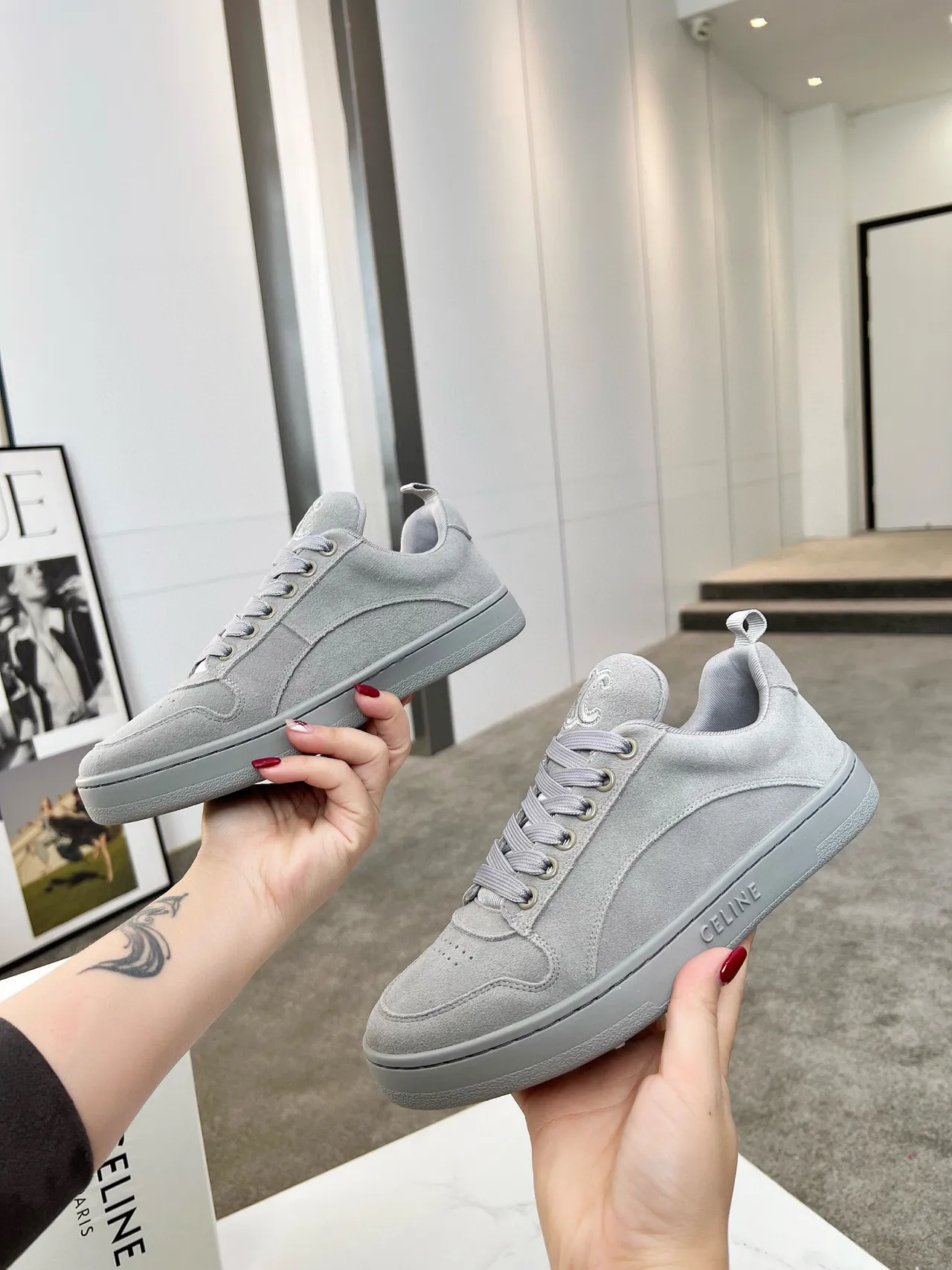Celine CT-01 Sneakers Lifestyle en Daim Gris 3