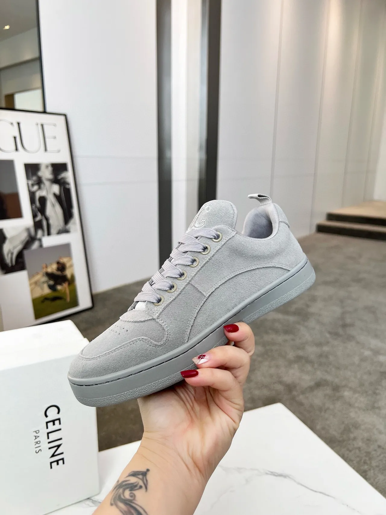 Celine CT-01 Sneakers Lifestyle en Daim Gris 6