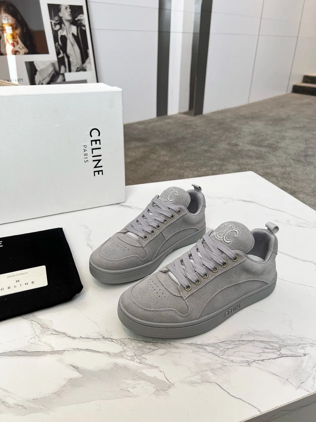 Celine CT-01 Sneakers Lifestyle en Daim Gris 9