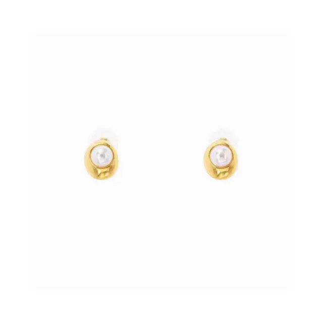Celine Gold-Tone Oval Pearl Stud Earrings 7