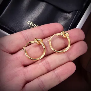 Celine Knot Detail Hoop Gold Earrings