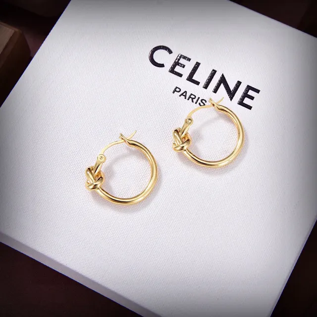 Celine Détail Nœud Boucles d'Oreilles Or 4