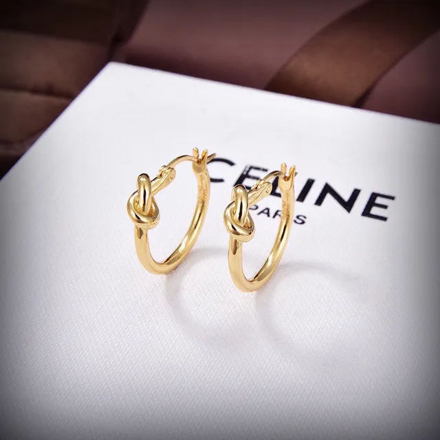 Celine Détail Nœud Boucles d'Oreilles Or 5