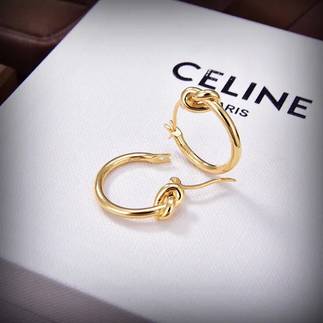 Celine Détail Nœud Boucles d'Oreilles Or 6