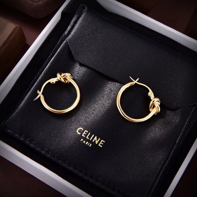 Celine Détail Nœud Boucles d'Oreilles Or 7