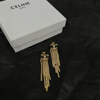 Celine Triomphe Boucles d'oreilles en Cristal avec Chaîne et Franges