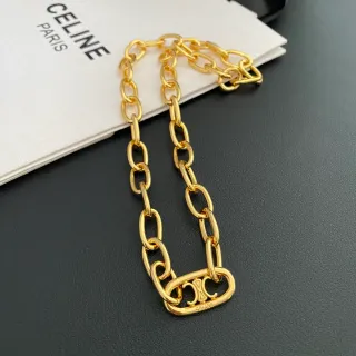 Celine Triomphe Gold-Tone Collier à maillons ovales