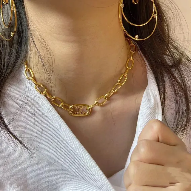 Celine Triomphe Gold-Tone অ্যান্ডাকার লিঙ্ক নেকলেস 3