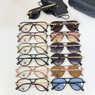 Chanel Aviator Black Gold Silhouette Double Bridge Sunglasses