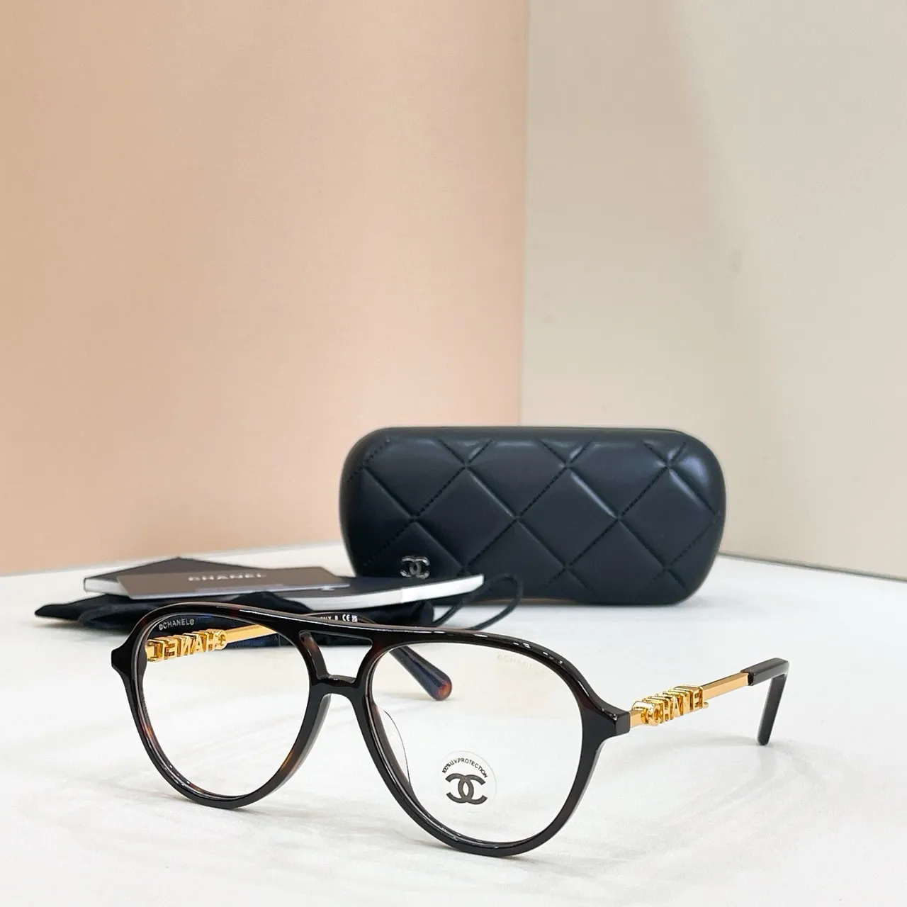 Chanel Aviator Black Gold Silhouette Double Bridge Sunglasses 3