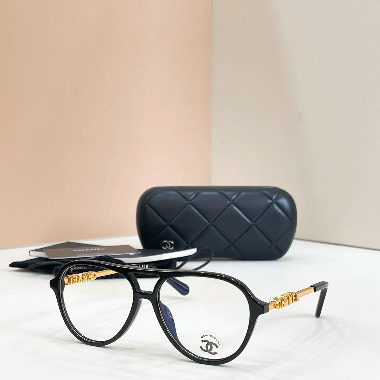 Chanel Aviator Black Gold Silhouette Double Bridge Sunglasses 8