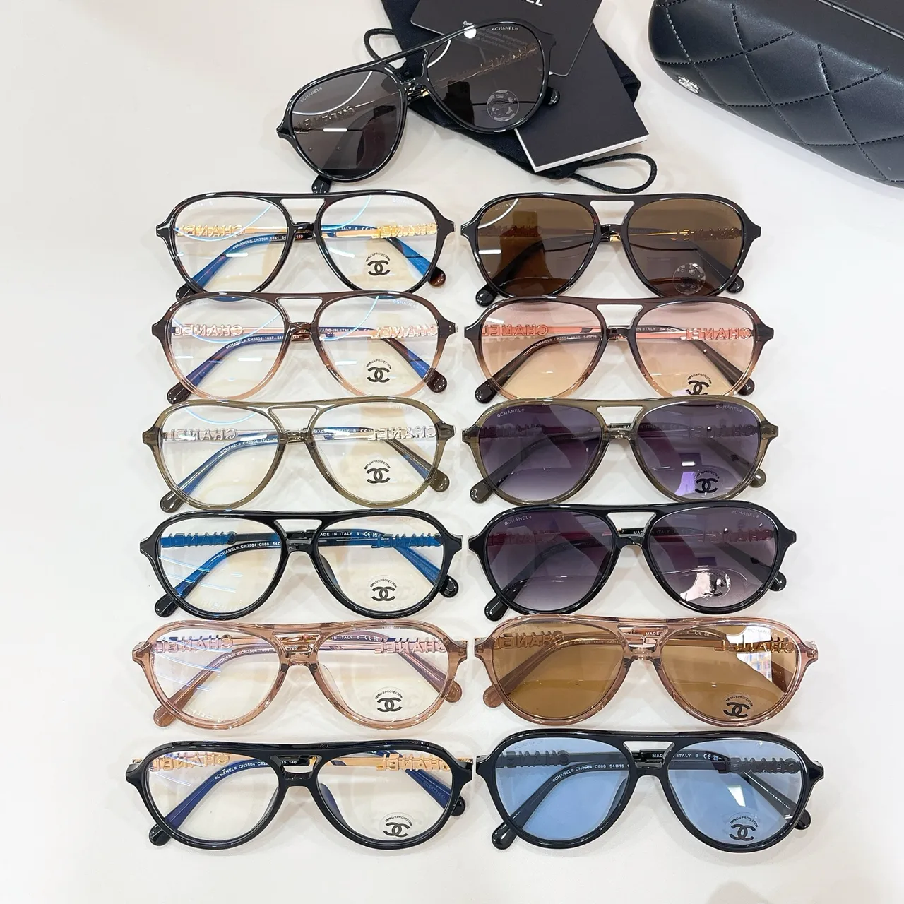 Chanel Aviator Black Gold Silhouette Double Bridge Sunglasses 9