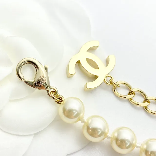 Chanel Beige Black Double-Strand Pearl Necklace 3