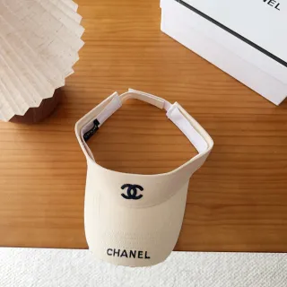 Chanel Beige Black Embroidered Logo Structured Brim Baseball Cap