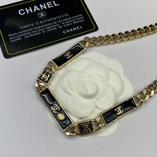 Chanel Bijoux Fantaisie Coco Chanel Paris Colar Placa Esmaltada 2
