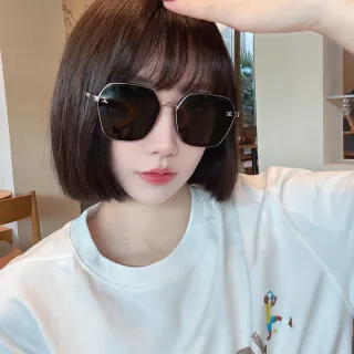 Chanel 黑色银色几何八边形镜框薄金属构造太阳镜