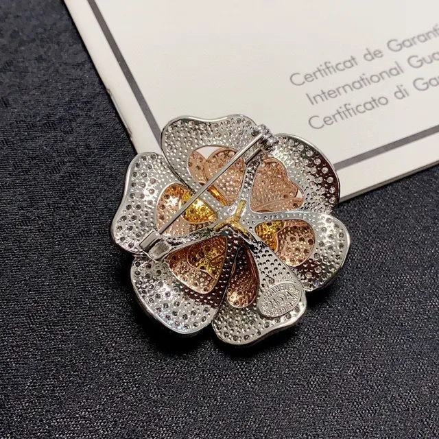Chanel Camélia Pave Cristal et Métal bicolore Broche 6