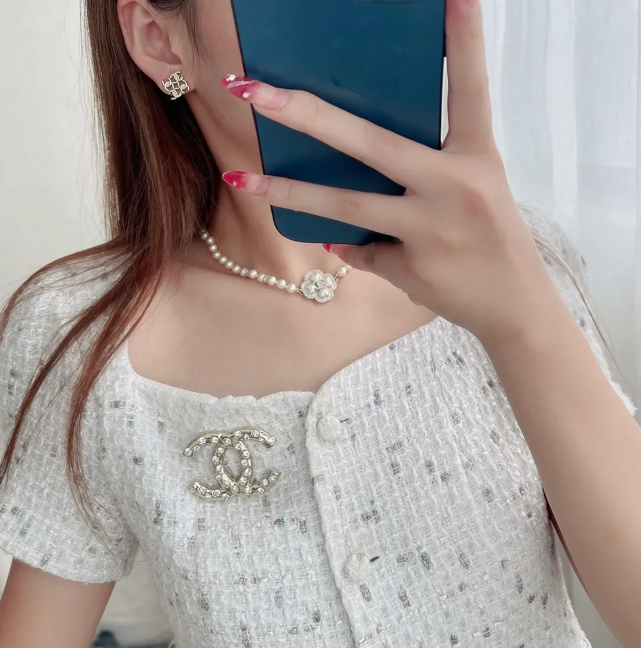 Broche Chanel CC Doré Pavé Cristal 7