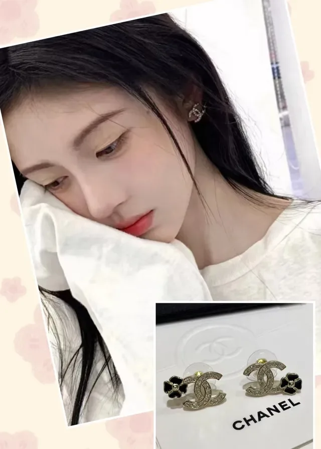 Chanel CC Camellia Pavé Crystal and Black Enamel Stud Earrings 8