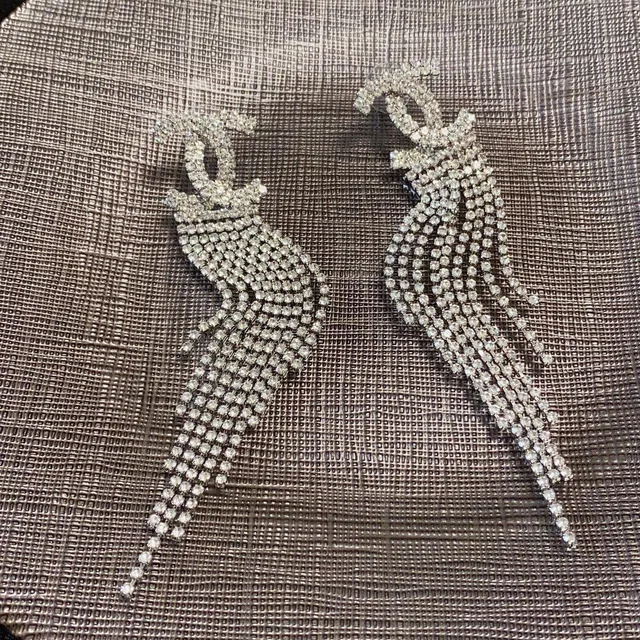 Chanel CC Fringe Crystal Tassel Earrings 9