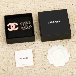 Chanel CC Logo কালো গোলাপি এনামেল গোল্ড-টোন মেটাল ইয়াররিংস