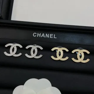 Chanel CC Logo Pavé Crystal Stud Earrings