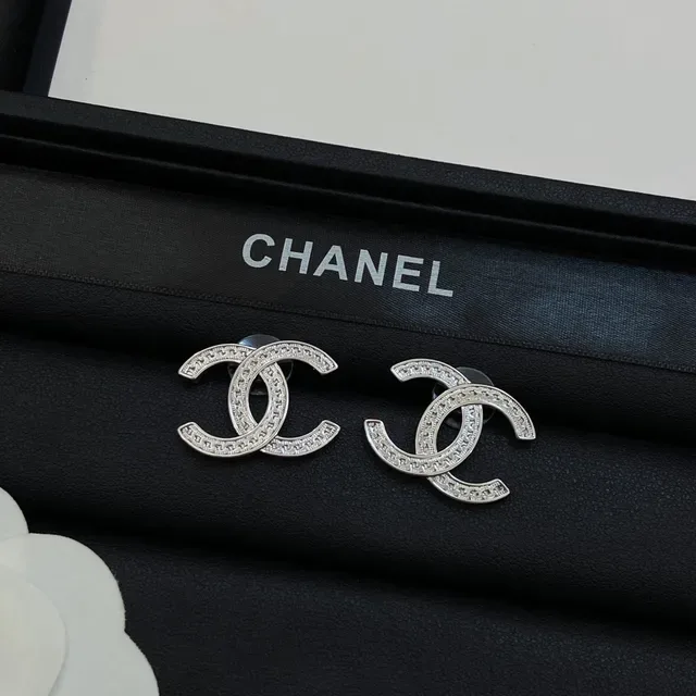 Chanel CC Logo Pavé Crystal Stud Earrings 2