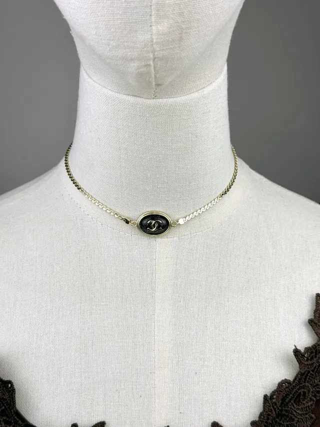 Chanel CC Medallion Bracelet Gold-Tone Black Enamel Bracelet 9