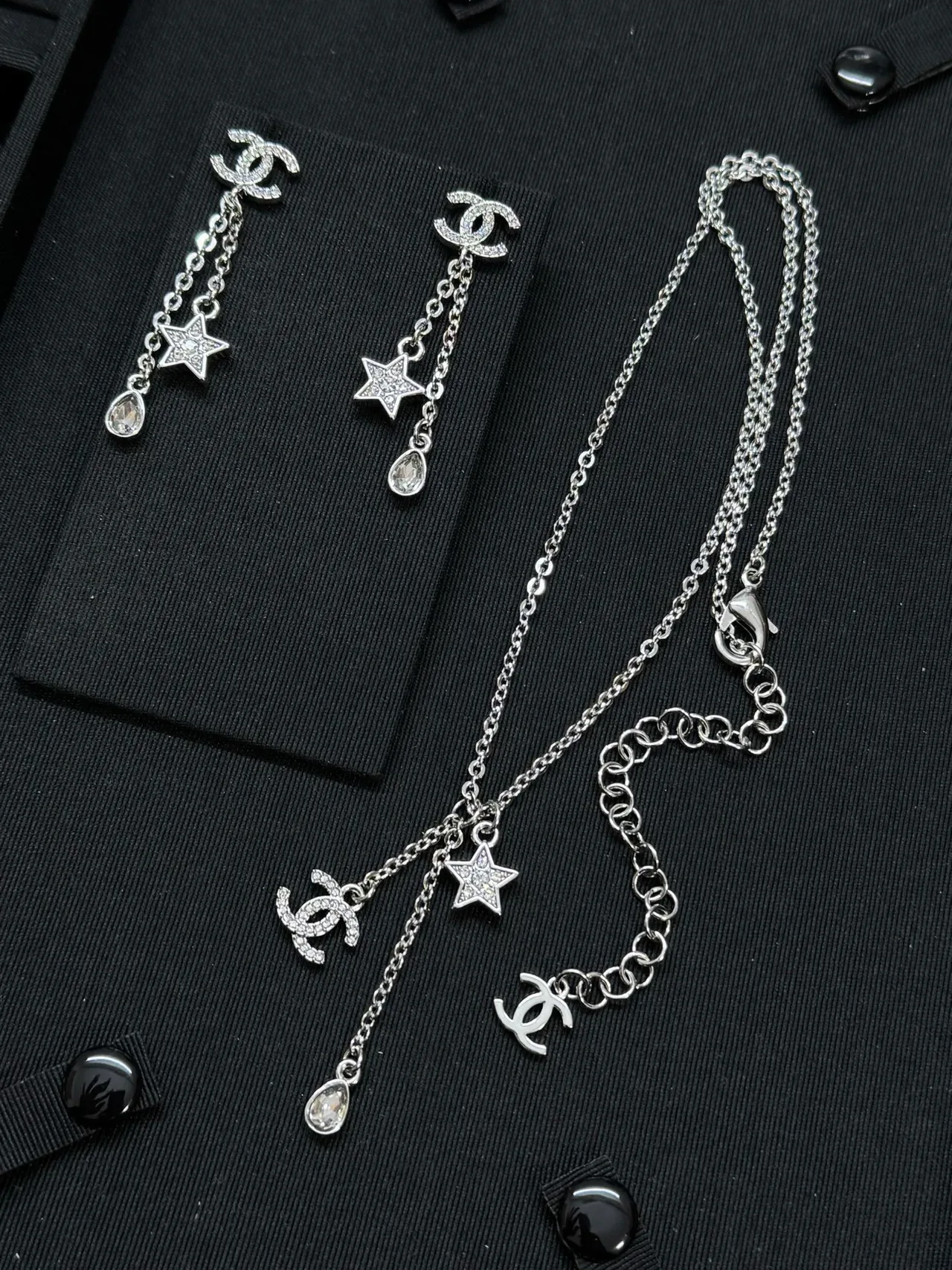 Chanel CC Star Crystal Drop Earrings 3