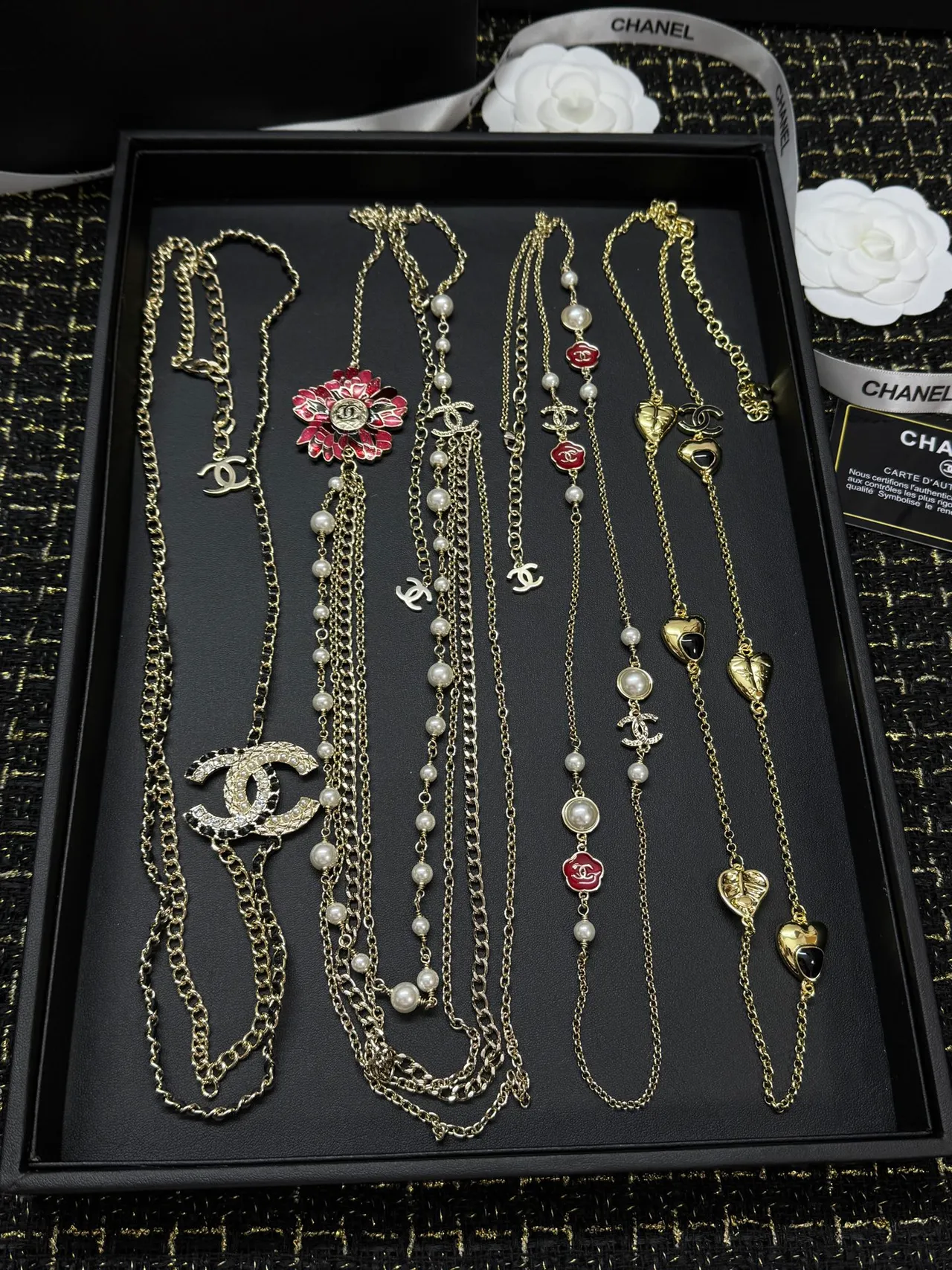 Chanel Costume Jewelry Collection Gold-Tone Black Gray Bead Crystal CC Butterfly Pearl Necklaces 9