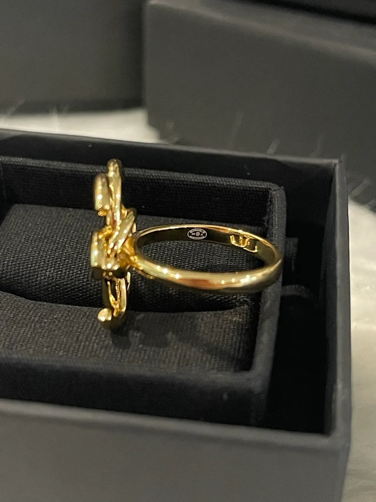 Chanel Gold Black Interlocking CC Motif Polished Ring 3