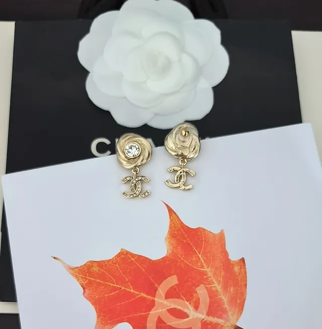 Chanel Gold Transparent Swirl-Textured Top Pavé-Crystal CC Logo Earrings 2