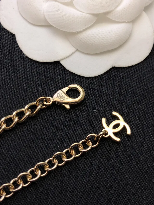 Chanel Gold White Chain Faux Pearl Strand Necklace 3