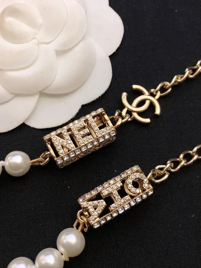 Chanel Gold White Chain Faux Pearl Strand Necklace 4