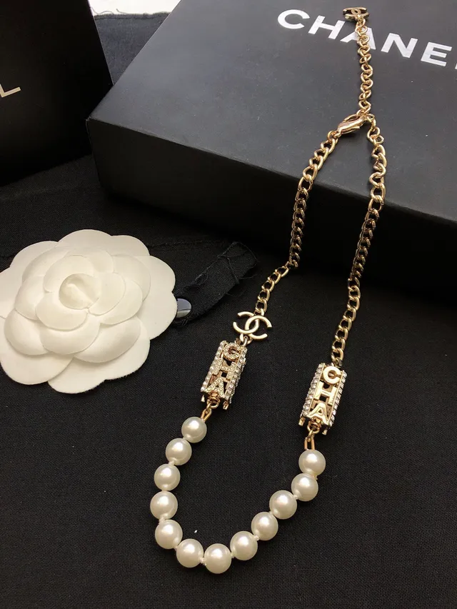 Chanel Gold White Chain Faux Pearl Strand Necklace 7
