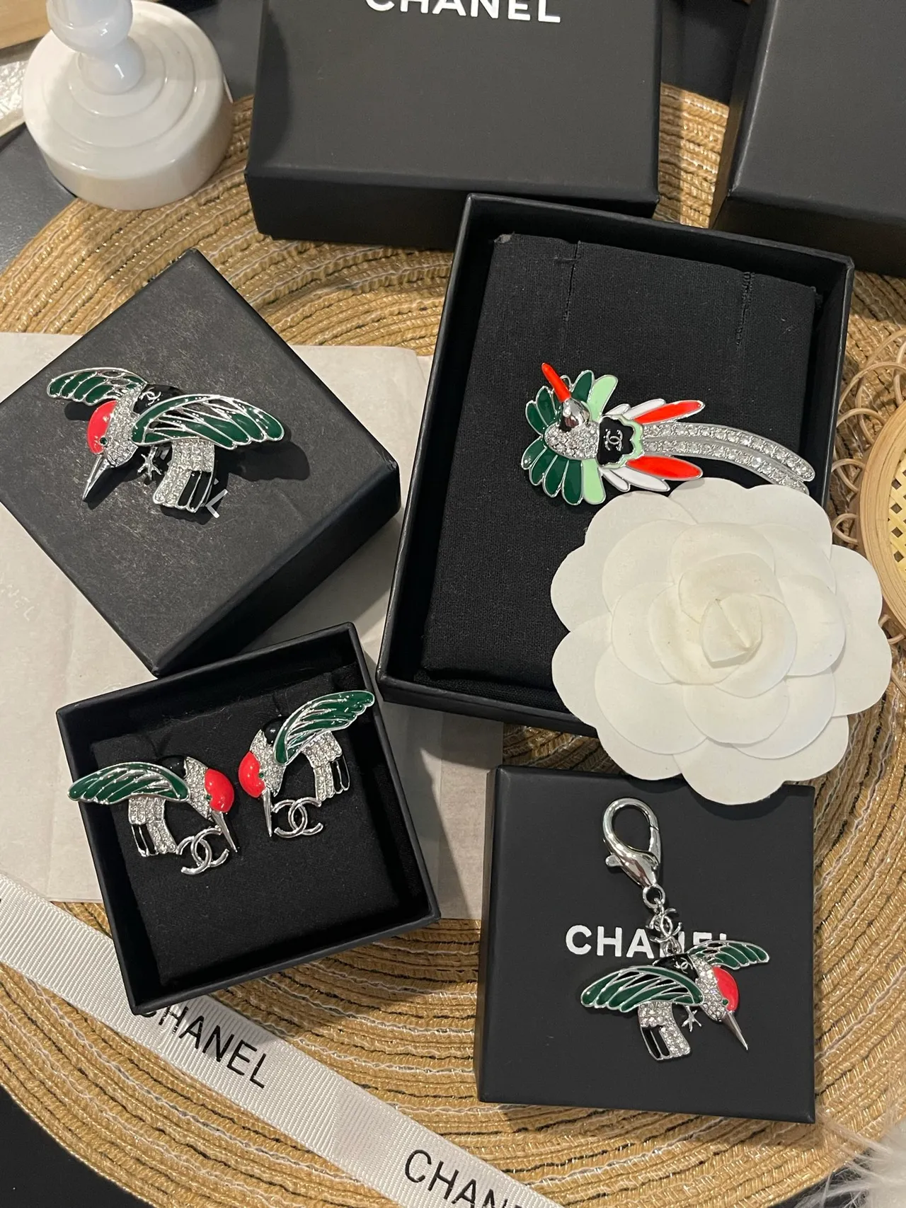Chanel Hummingbird Enamel and Crystal Brooch 7